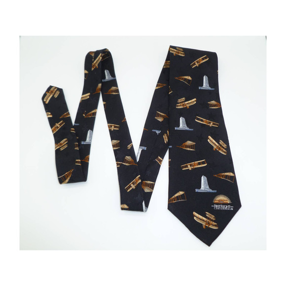 TANGO Mens Neck Tie Spirit of Kitty Hawk Americana Series Planes - Picture 1 of 5